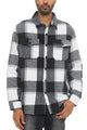 Mens Checkered Soft Flannel Jacket Mens Long Sleeve Shirt BLACK WHITE 2XL 