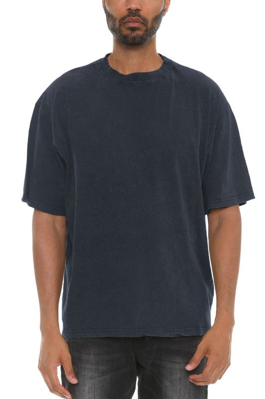 River Garment Wash Drop Shoulder Tee Mens T-shirt BLACK 2XL 