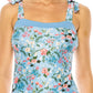 ONE PIECE BATHING SUIT FLORAL PRINT SHOULER TOP TI    