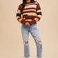 Annie Wear Color Block Round Neck Long Sleeve Sweater Womens Sweater