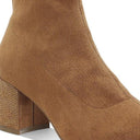 Chena Rhinestones Embellished Block Heel Boots