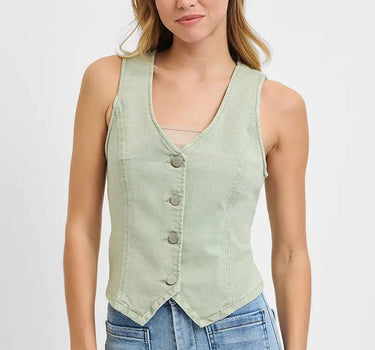 RISEN V Neck Button Down Vest