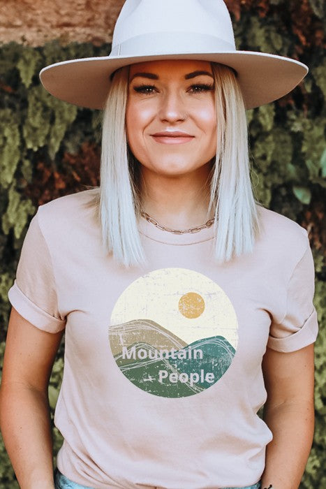 Mountain People Graphic Tee Womens Graphic T-shirt Sky L 