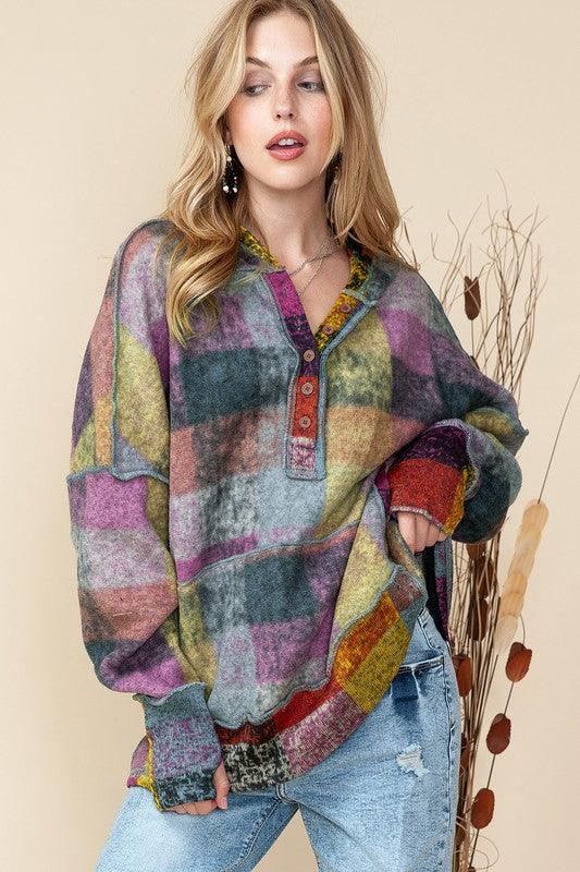 Curvy Chic: Plaid Inside-Out Hooded Tunic Hoodie