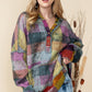 Plus Red Green Mustard Plaid Inside-out Hood Tunic Hoodie   