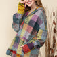 Plus Red Green Mustard Plaid Inside-out Hood Tunic Hoodie   