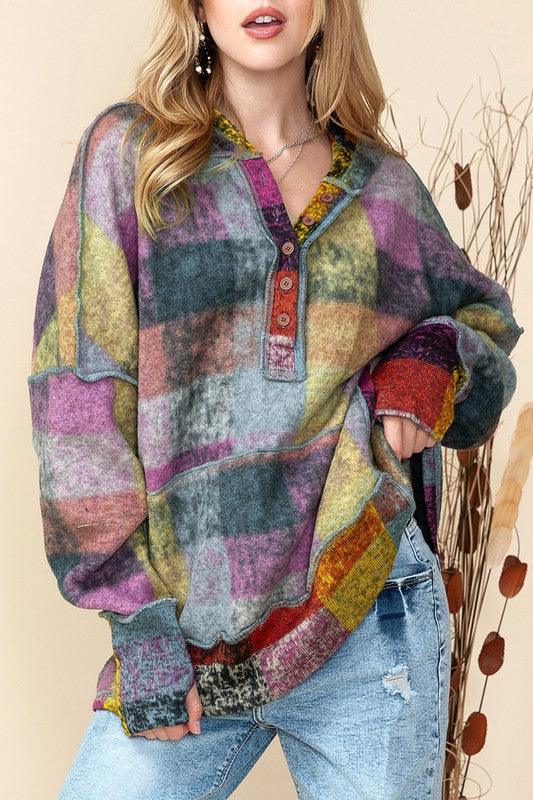 Curvy Chic: Plaid Inside-Out Hooded Tunic Hoodie