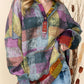 Plus Red Green Mustard Plaid Inside-out Hood Tunic Hoodie   