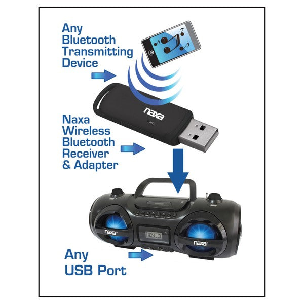 Naxa Wireless Audio Adapter w BT for USB Connector Audio Adapter   