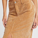 Corduroy Mid Skirt with Front Slit