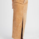 Corduroy Mid Skirt with Front Slit