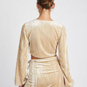 Velvet Allure: Long Sleeve Keyhole Crop Top