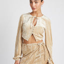 Velvet Allure: Long Sleeve Keyhole Crop Top