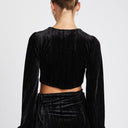 Velvet Allure: Long Sleeve Keyhole Crop Top