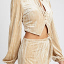 Velvet Allure: Long Sleeve Keyhole Crop Top