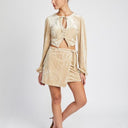 Velvet Allure: Long Sleeve Keyhole Crop Top