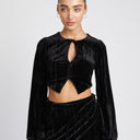 Velvet Allure: Long Sleeve Keyhole Crop Top