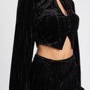 Velvet Allure: Long Sleeve Keyhole Crop Top