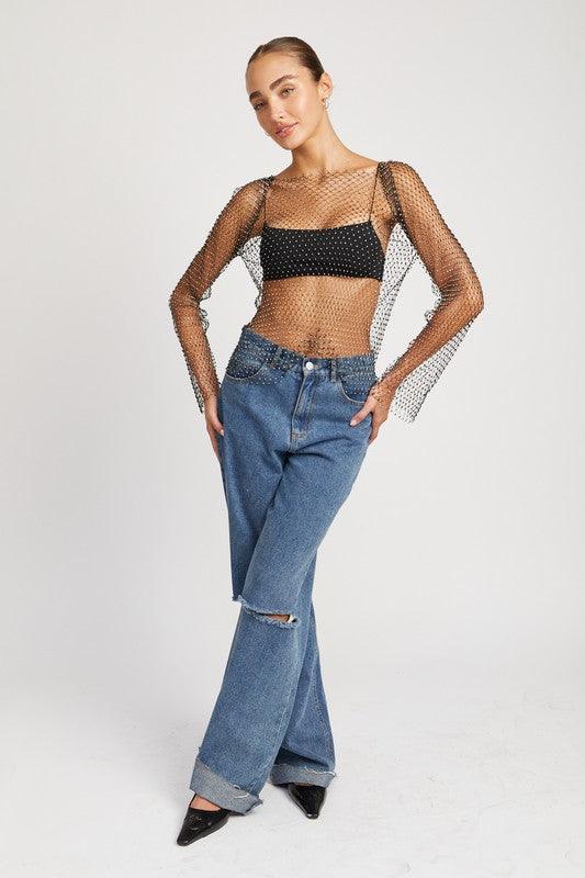 Shimmer & Shine Rhinestone Net Top Net Top