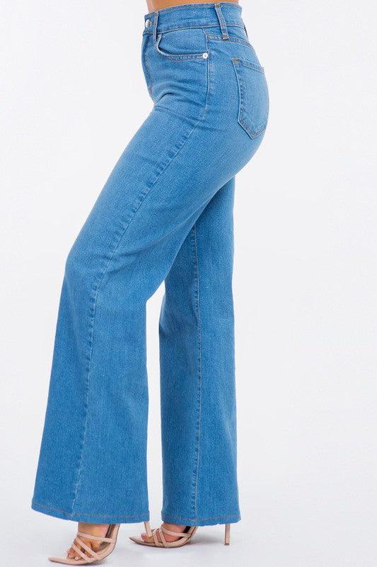 Wide Leg Jean in Light Denim - Three Mad Hatters Mercantile 