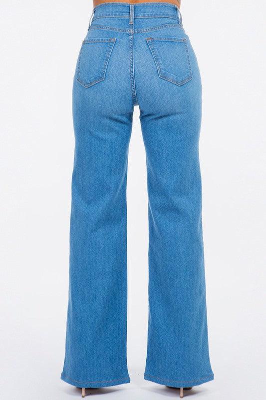 Wide Leg Jean in Light Denim - Three Mad Hatters Mercantile 