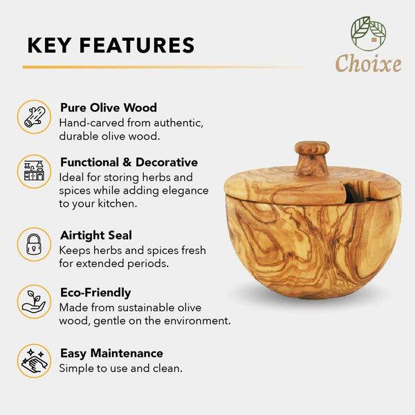 Mediterranean Olive Wood Canister - Three Mad Hatters Mercantile 