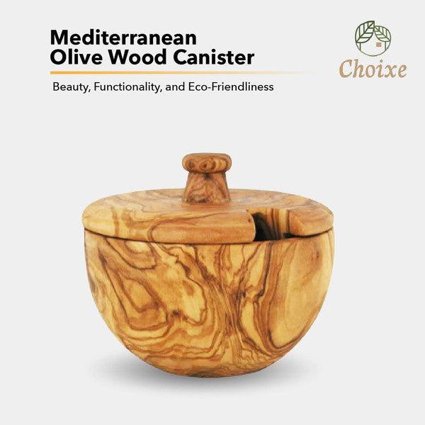 Mediterranean Olive Wood Canister - Three Mad Hatters Mercantile 