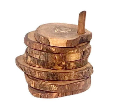 Olive Wood Coaster Set with Holder -7 Pcs