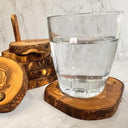 Olive Wood Coaster Set with Holder -7 Pcs