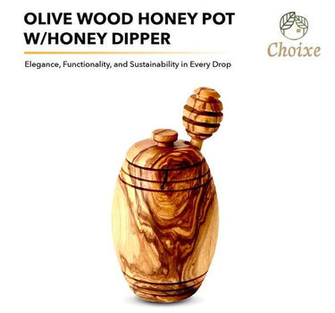 Olive Wood Honey Pot w/Honey Dipper