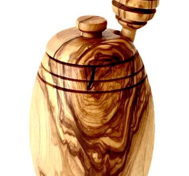 Olive Wood Honey Pot w/Honey Dipper