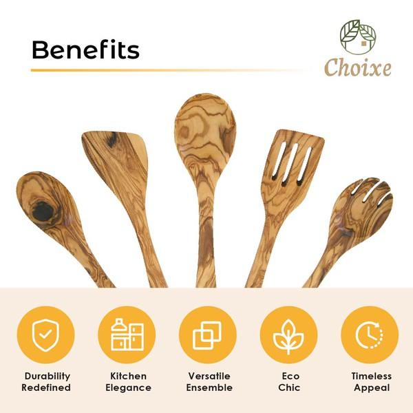 Mediterranean Olive Wood Kitchen Servers Set - Three Mad Hatters Mercantile 