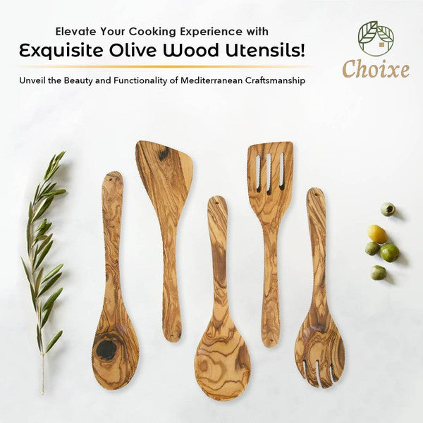 Mediterranean Olive Wood Kitchen Servers Set Olive Wood Kitchen Servers Set 5 PC   