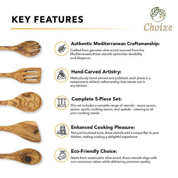 Mediterranean Olive Wood Kitchen Servers Set - Three Mad Hatters Mercantile 