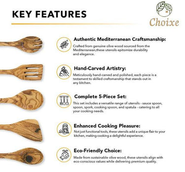 Mediterranean Olive Wood Kitchen Servers Set