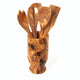 Olive Wood Kitchen Servers Set w/Holder -6 Pcs  As shown One Size 