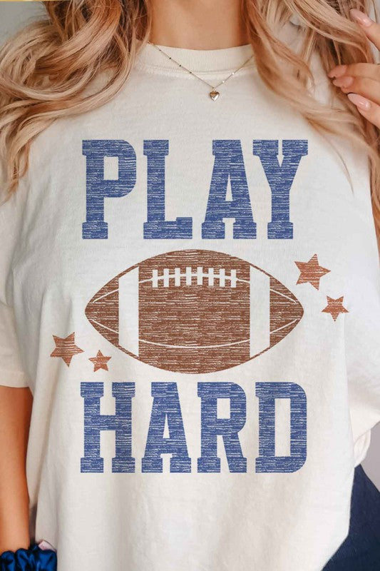 PLAY HARD FOOTBALL GRAPHIC TEE Graffic Tee IVORY/NATURAL SMALL 