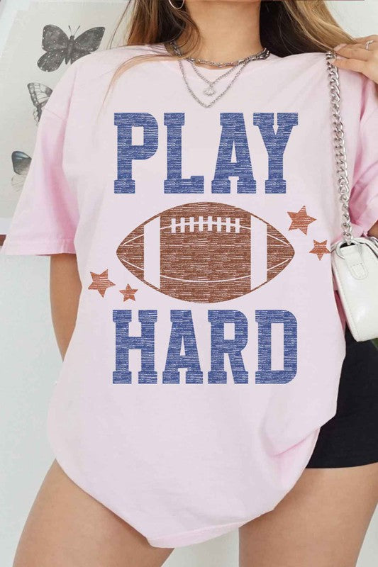 PLAY HARD FOOTBALL GRAPHIC TEE Graffic Tee PINK SMALL 