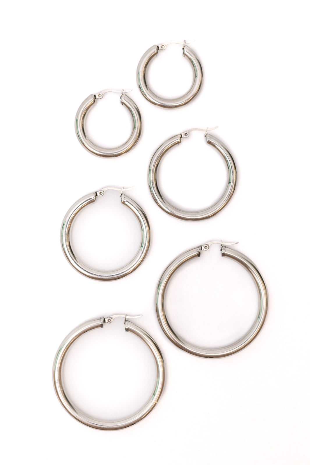 Day to Day Hoop Earrings Set in Silver Accessories   