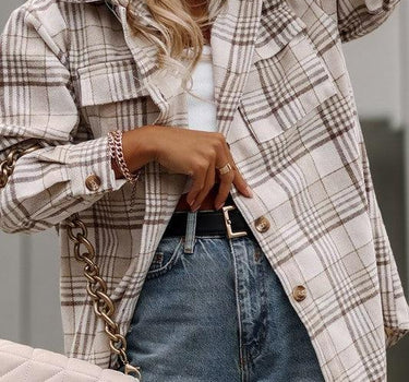 Plaid Removable Hood Buttoned Shacket