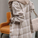 Plaid Removable Hood Buttoned Shacket
