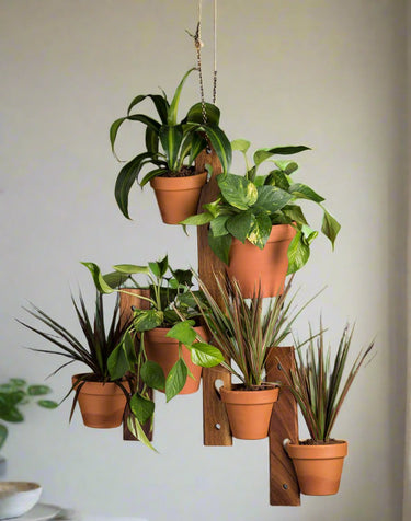6 Pot Hanging Plant Holder - 3 Piece Set
