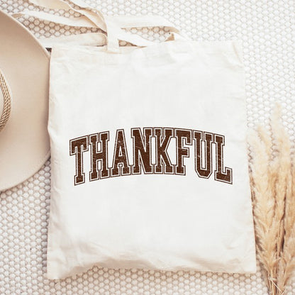 Thankful Grunge Graffic Tote Bag Natural 15x16 