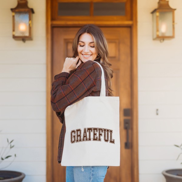 Grateful Grunge Graffic Tote Bag Natural 15x16 