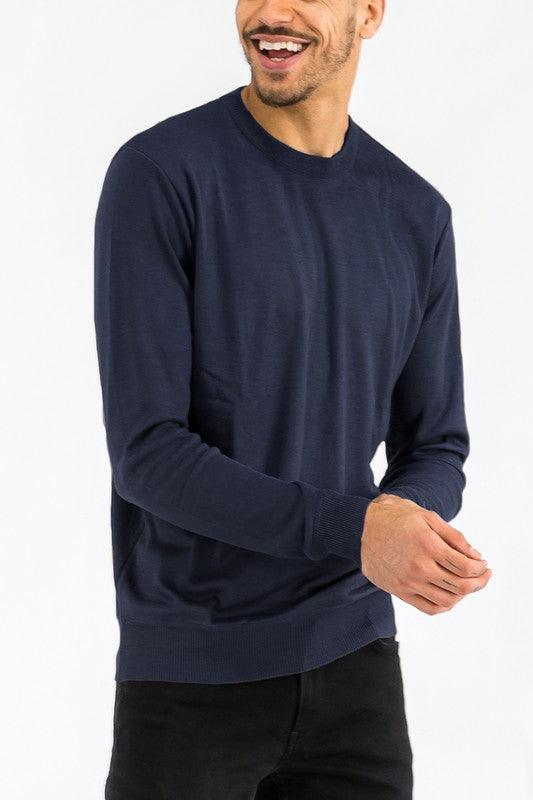 Solid Color Round Neck Sweater - Three Mad Hatters Mercantile 