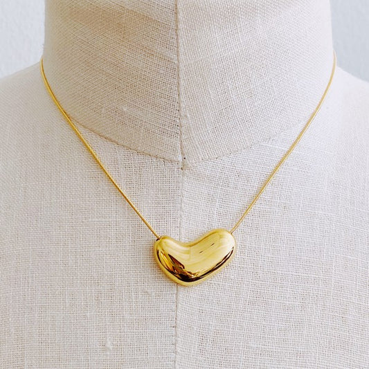 Bold Molten Heart Necklace Heart Necklace Gold OS 