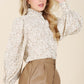 Stand collar floral frill blouse Long Sleeve Blouse   