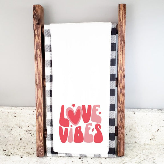 Love Vibes Stars Tea Towel White 15X18 