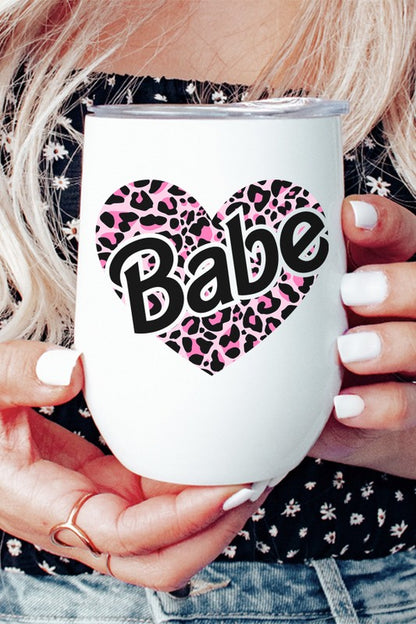 Valentine's Day Babe Heart Wine Cup Tumbler Wine Tumbler White OS 