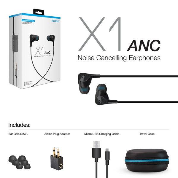 Naztech X1ANC Active Noise Cancelling Earphones - Three Mad Hatters Mercantile 